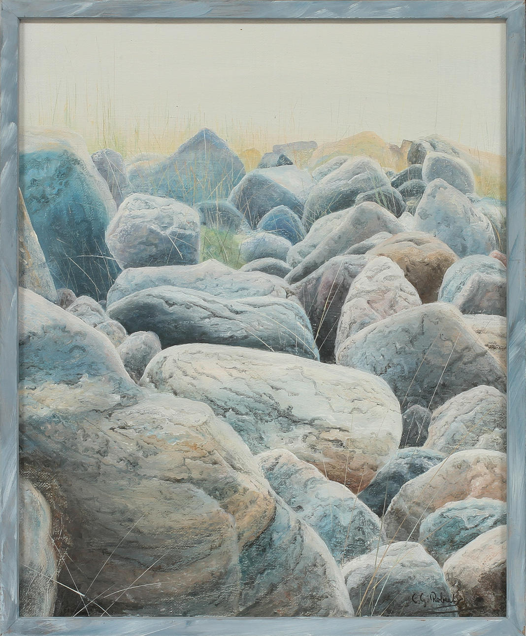 CG ROBERT. 2 st kompositioner, olja på duk, signerade.