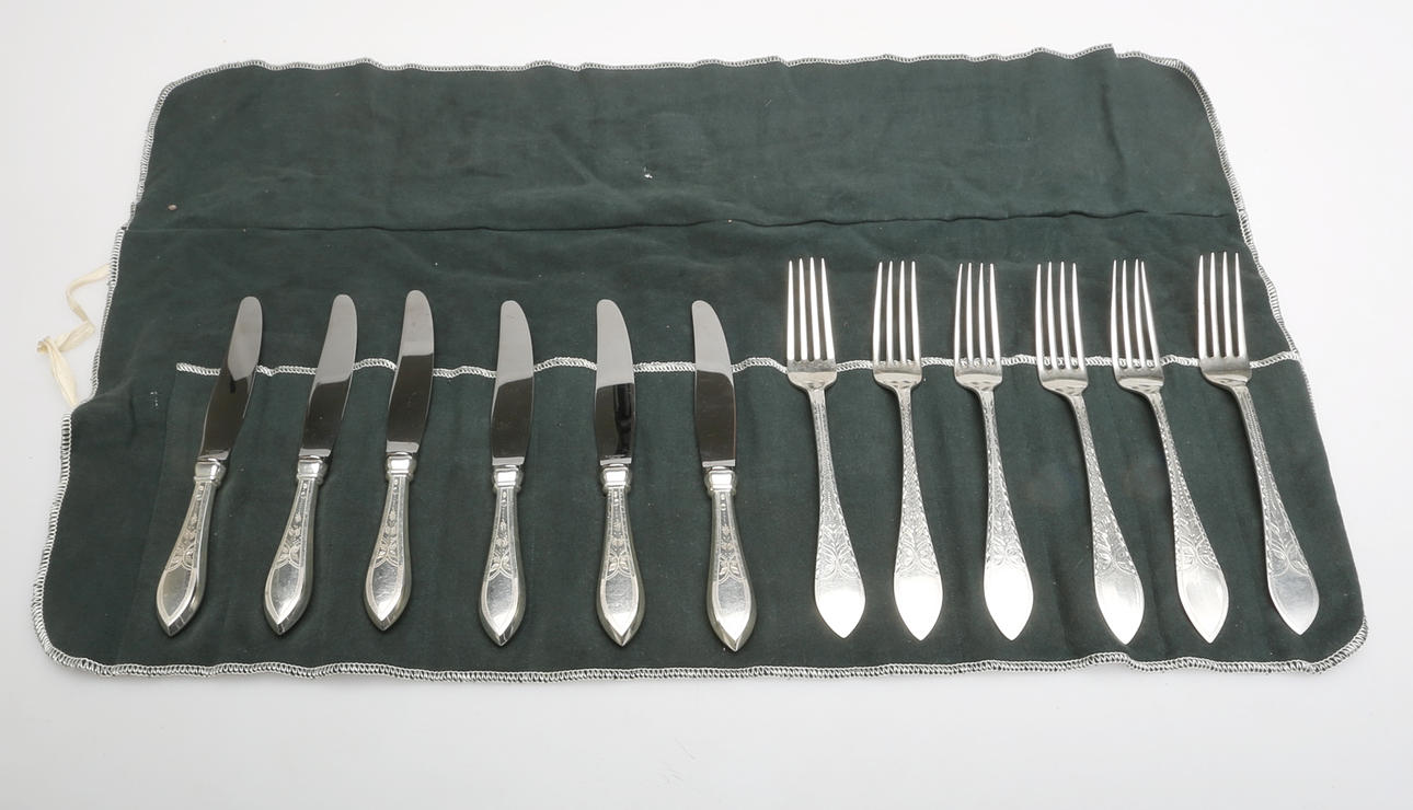 BESTICK, 12 delar, silver, Danmark, 1800-tal.