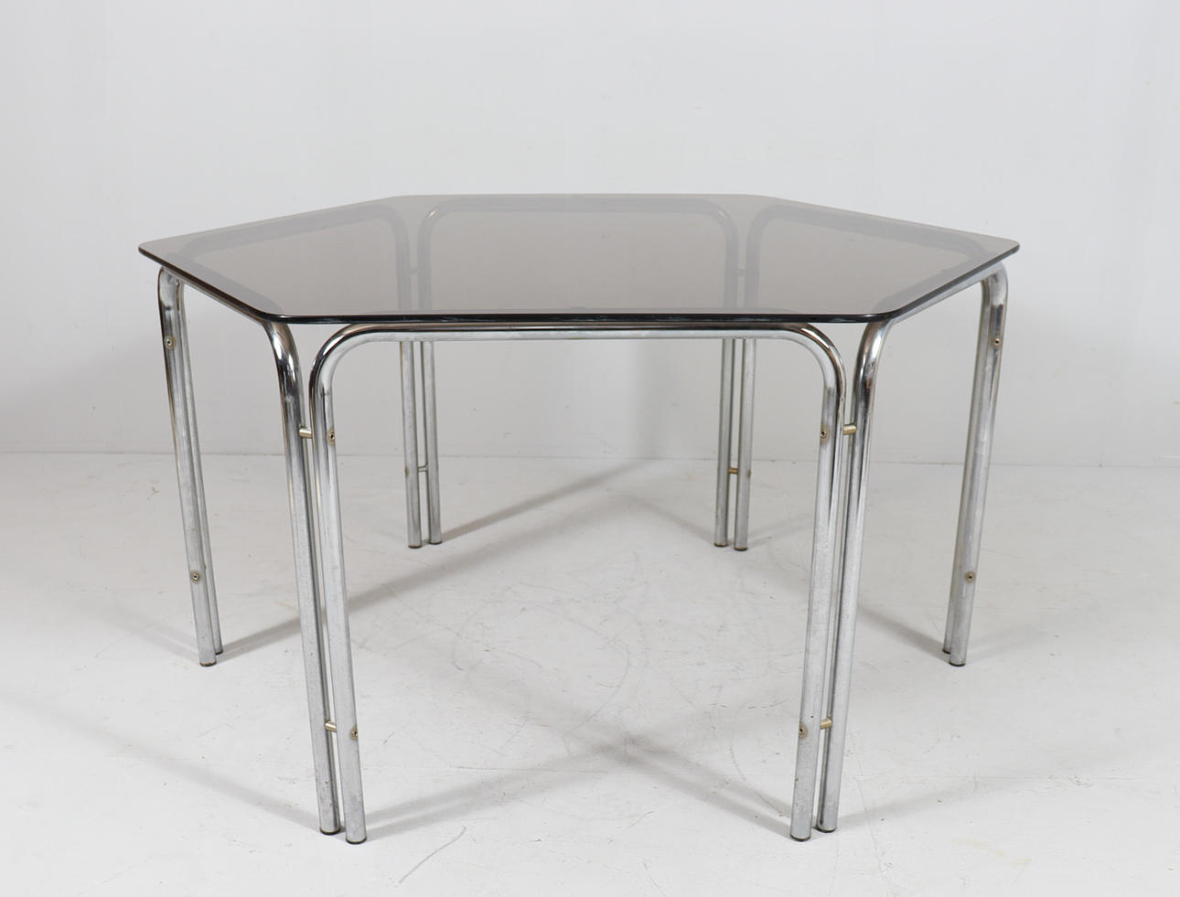 Mid-century hexagonal dining table, Italy, 1970s.