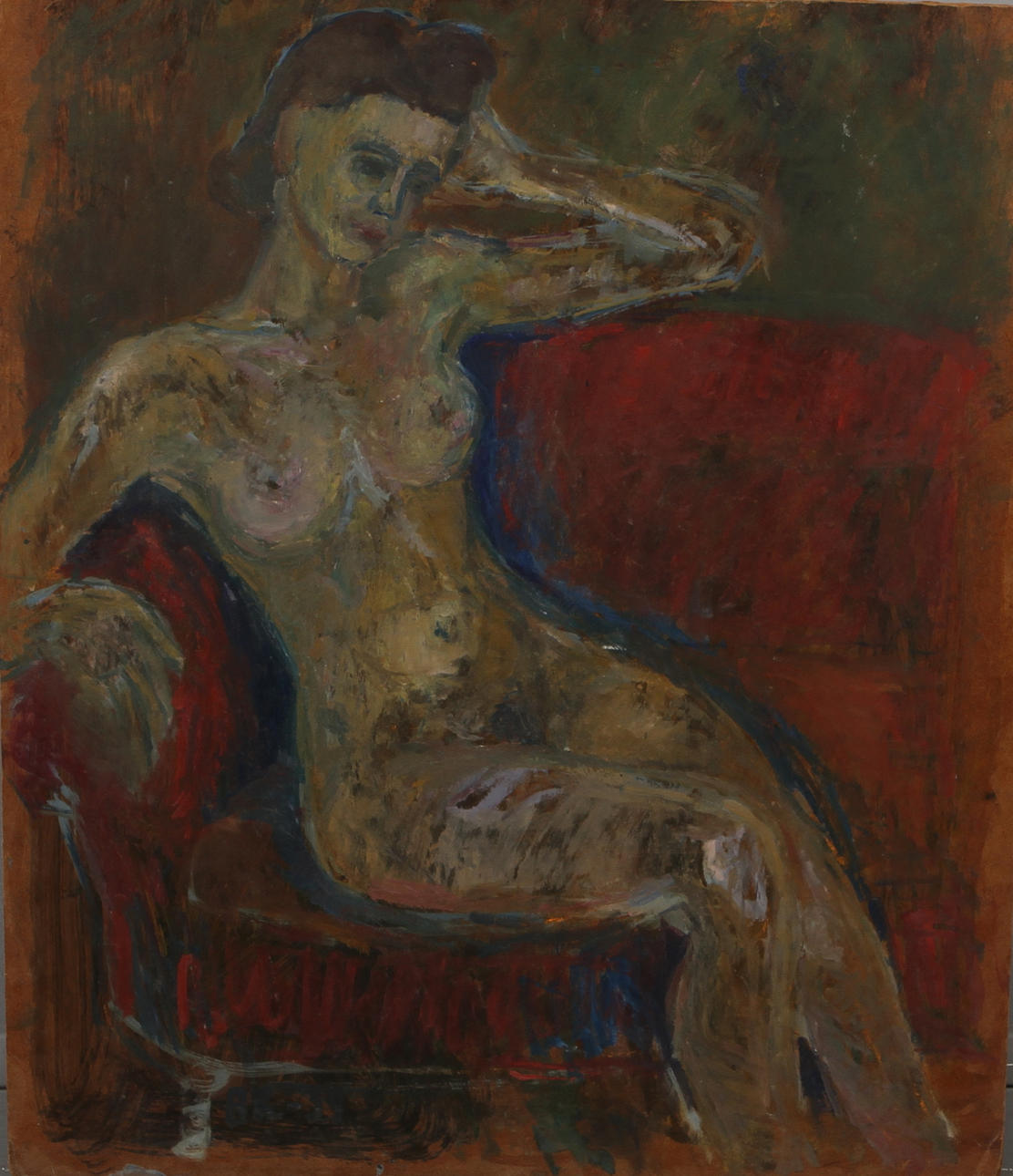 BERNT RINGQVIST. "Naket", olja på pannå, monogramsignerad BR samt daterad -39.