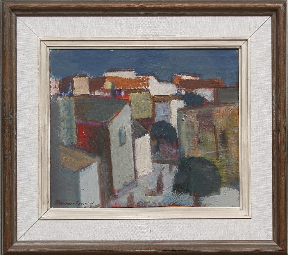 HELMER FORSLUND. Olja på pannå, signerad.