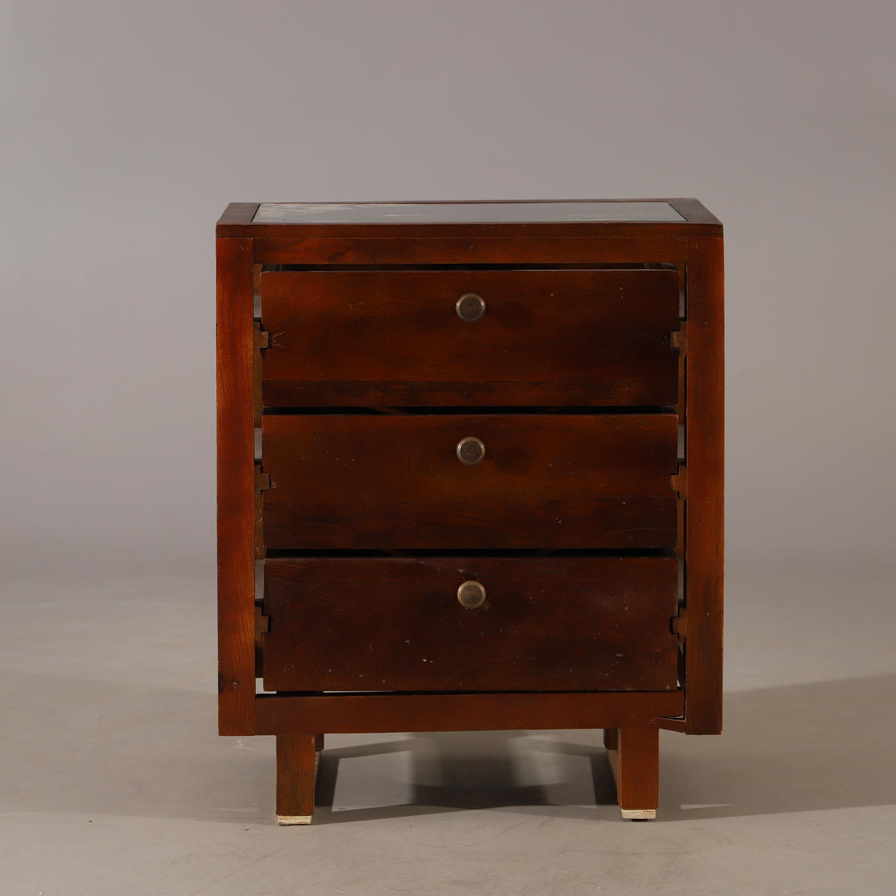 Kommode af skuffer, 3-skuffe, træ/glas.