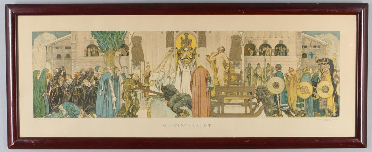 CARL LARSSON. EFTER. "Midvinterblot", grafiskt blad, utgiven av Albert Bonnier Förlag Stockholm.