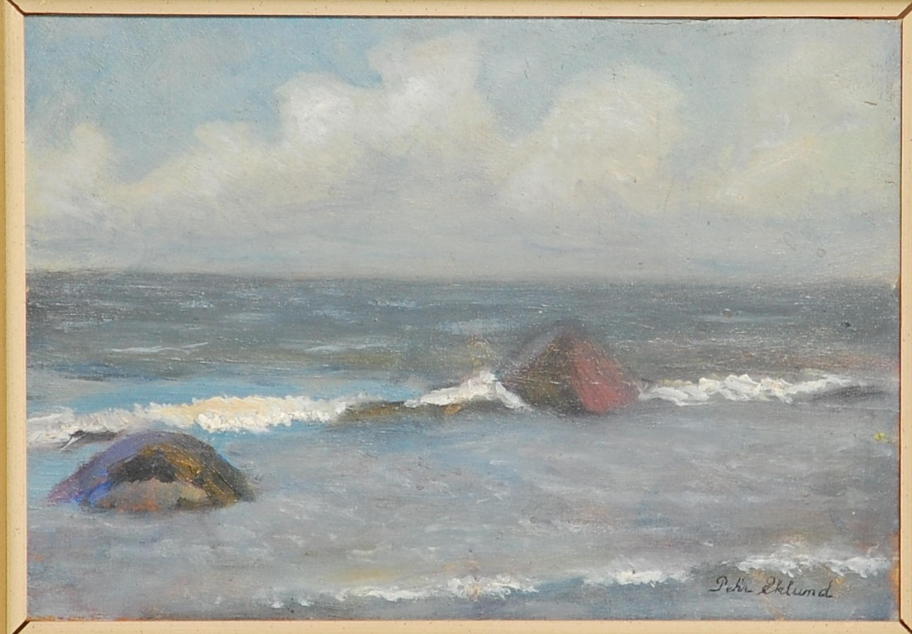 PEHR EKLUND. 1875-1943, " Från Torekov " olja på pannå.