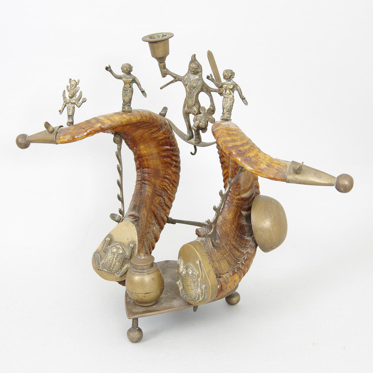 BLÄCKSTÄLL, horn/brons, 1800-tal.