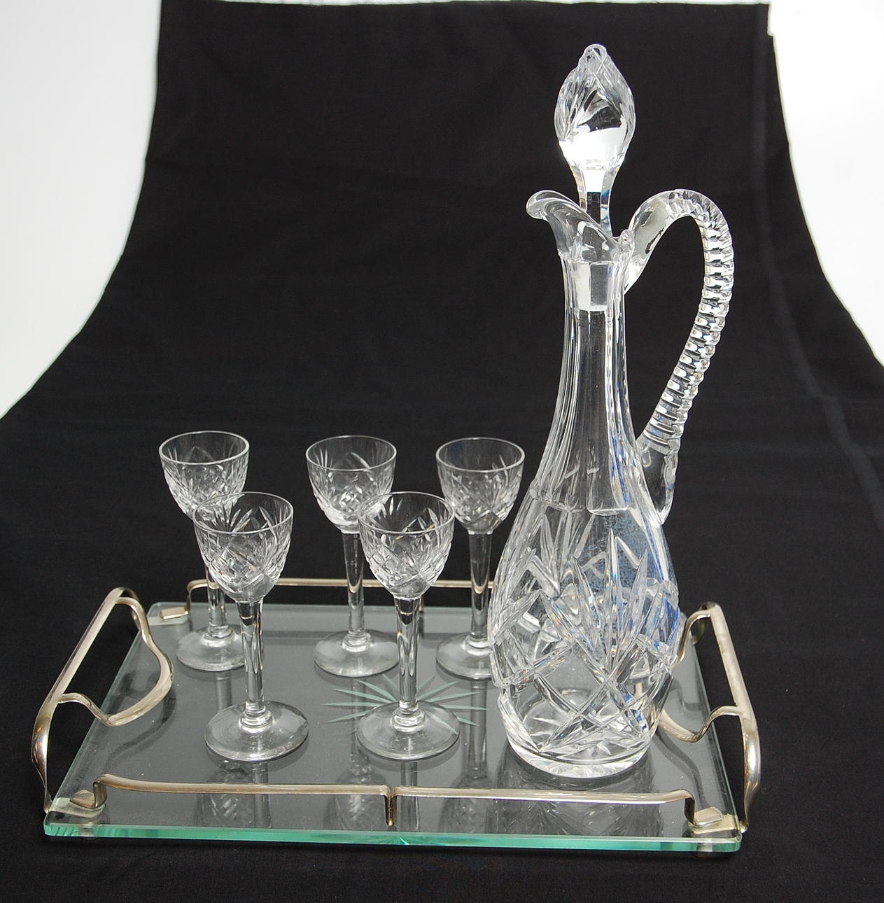 GLAS, 7 delar, KARAFF, SHERRYGLAS, BRICKA.