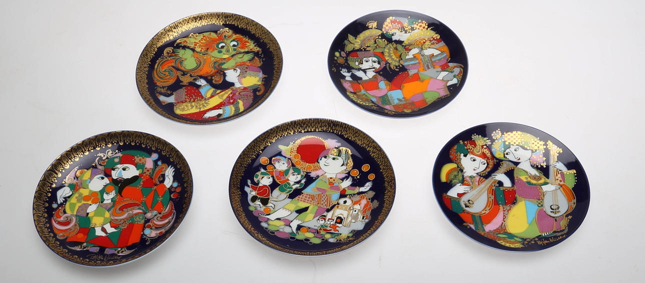 TALLRIKAR, 5 st, Björn Wiinblad.