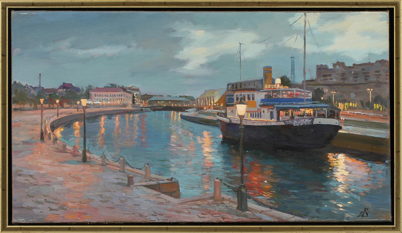 SVETOSLAV NOVOSSADYOUK. "Evening lights", Rosenlundskanalen, olja på duk, signerad.
