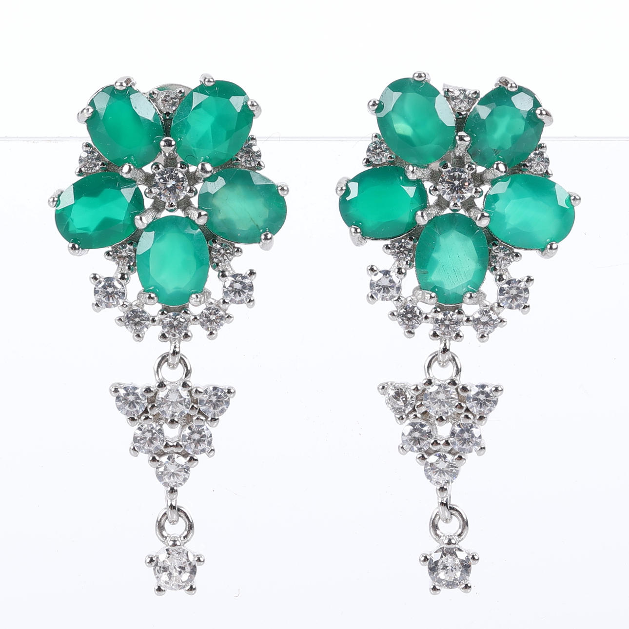 OHRRINGE, Sterlingsilber, Grüner Achat.