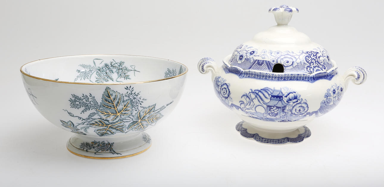 TERRIN samt SKÅL, flintgods, "Tokio" och "Vineta", Gefle samt Rörstrand, 1900-talets första hälft.