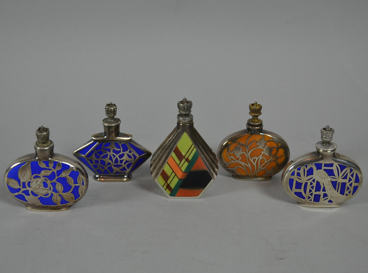 CARL SPAHR SILVER OVERLAY FLASKOR.