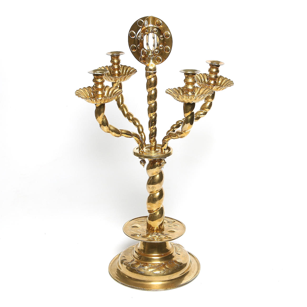 KANDELABER, mässing, barockstil, 1800-tal.