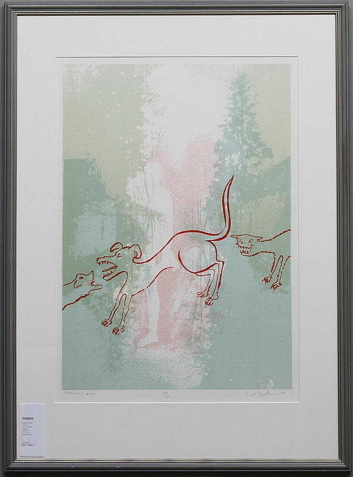 ERIK DIETMAN. "Cranachs hund". Litografi, signerad, numrerad 57/110 och daterad 99.