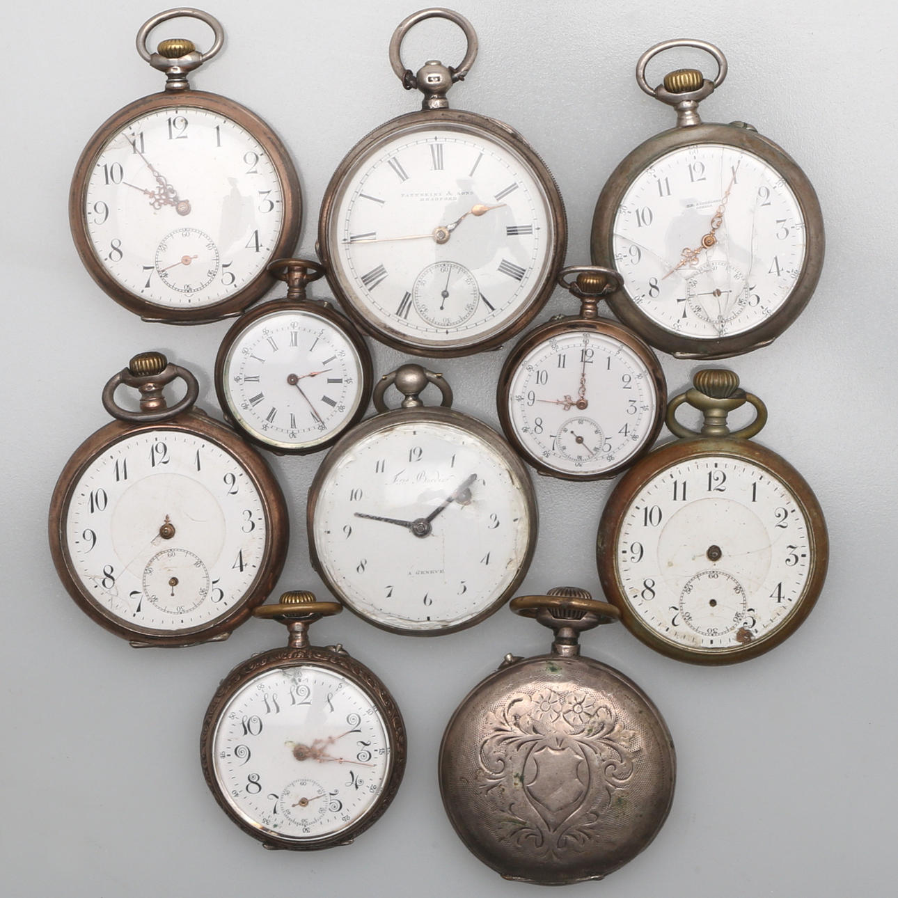 FICKUR, 10 st, silver samt metall, 18/1900-tal.