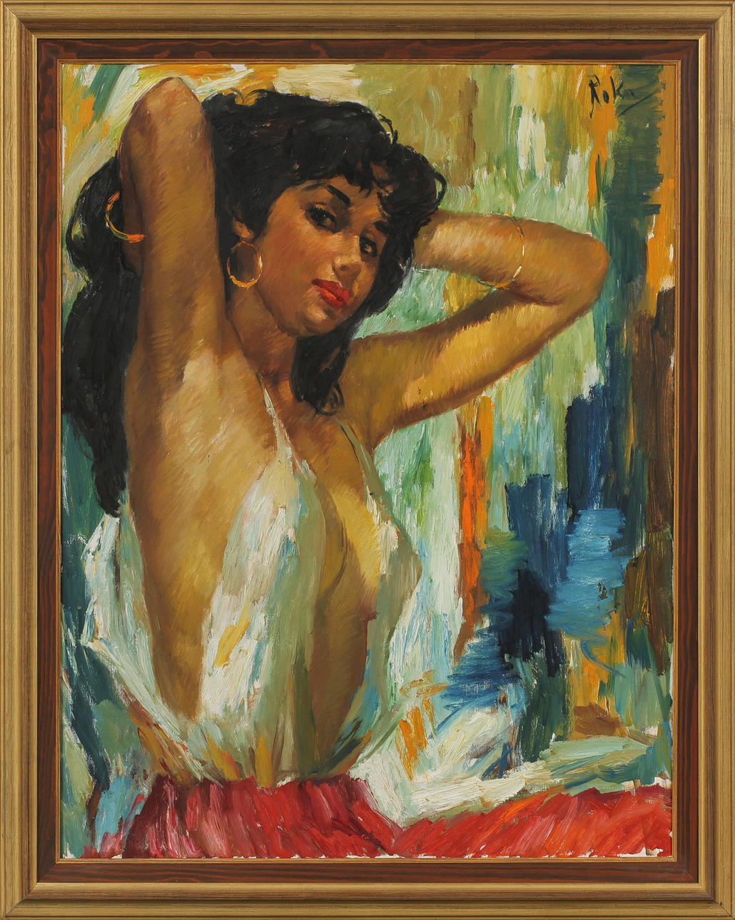 CHARLES ROKA. Modell, olja på duk, signerad.
