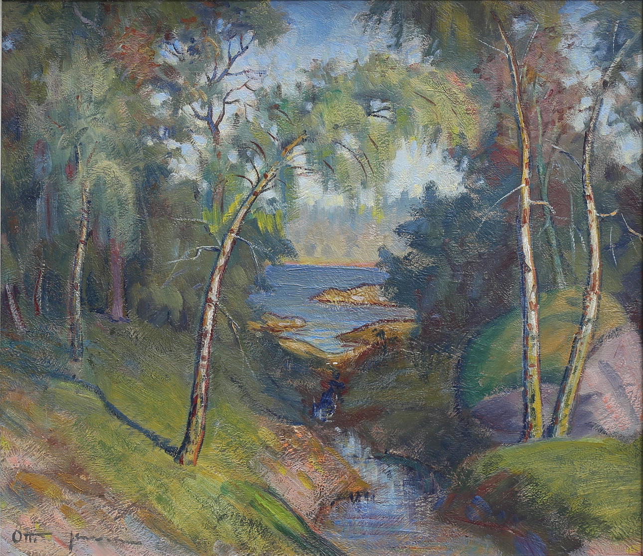 OTTO JANSSON. Landskap. Olja på pannå, signerad.