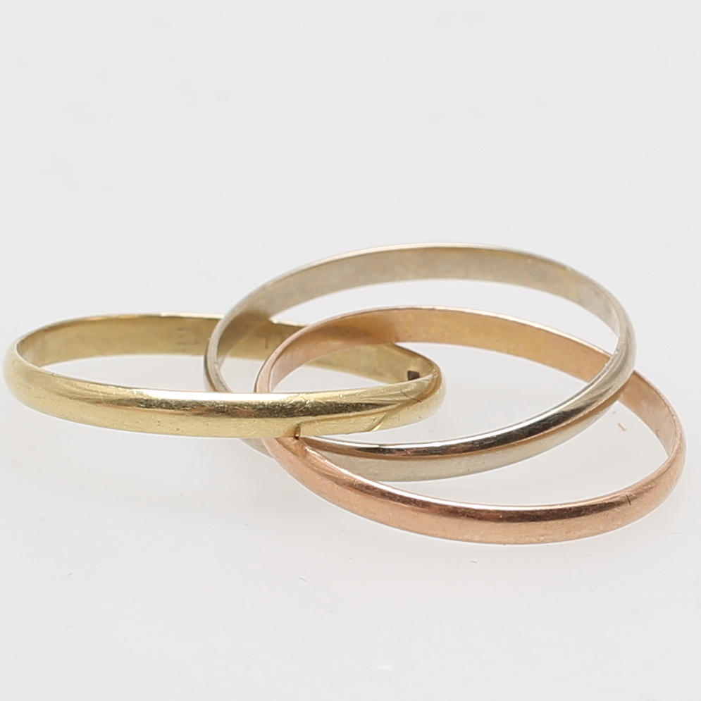 RING i 14K rött, gult och vitt guld, trikolor.