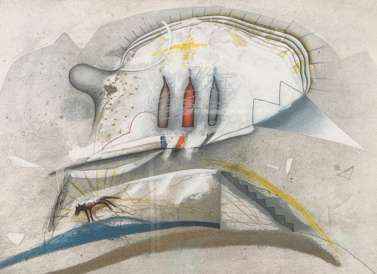 PETER KAMPEHL. Komposition, Farblithographie, signiert.