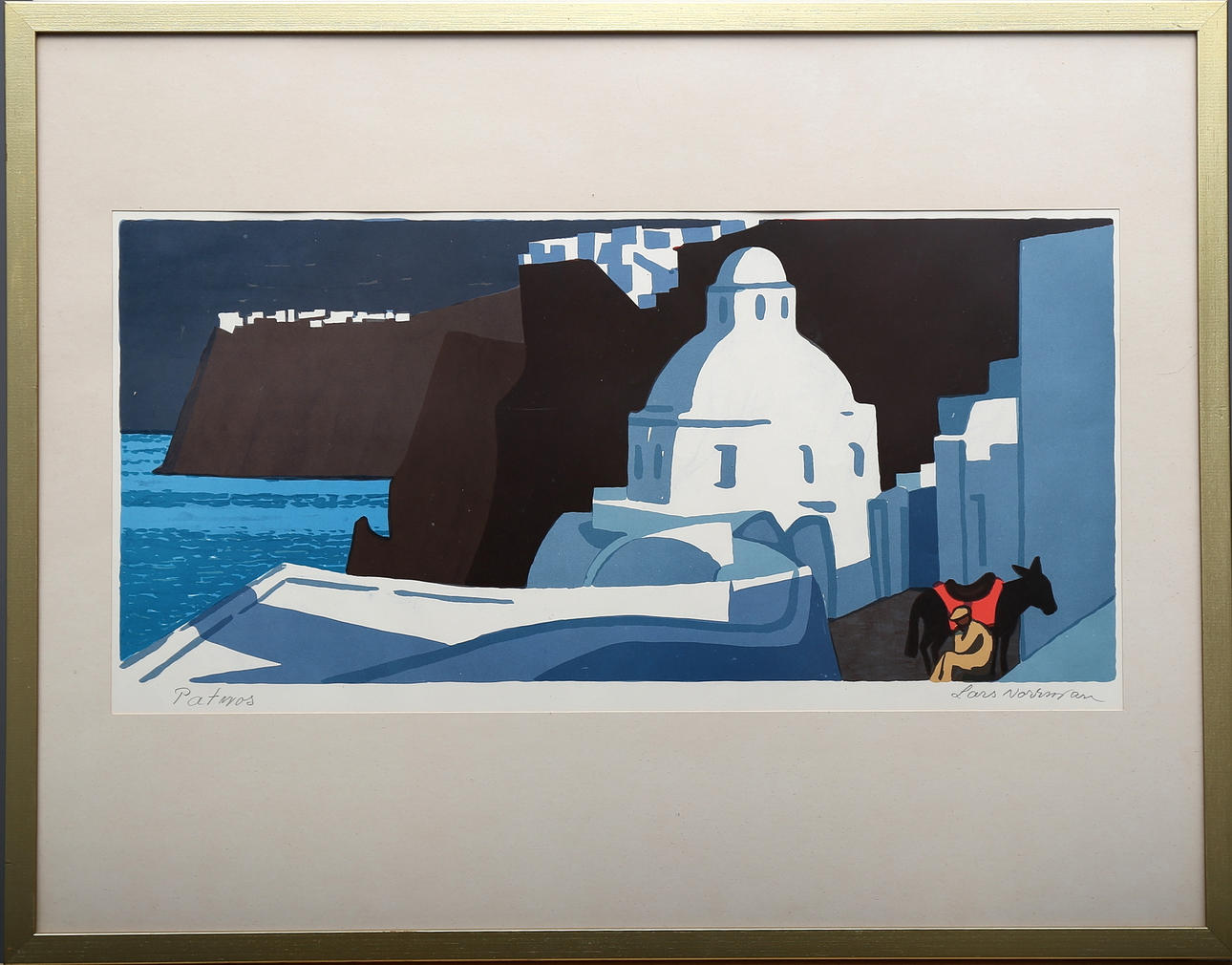 LARS NORRMAN. Patmos, färglitografi, signerad.