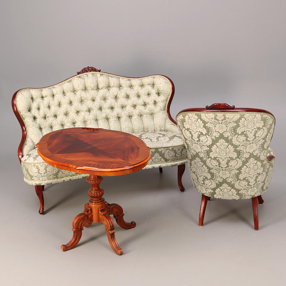 SALONGSGRUPP 3 delar, nyrokokostil, 1900-tal.