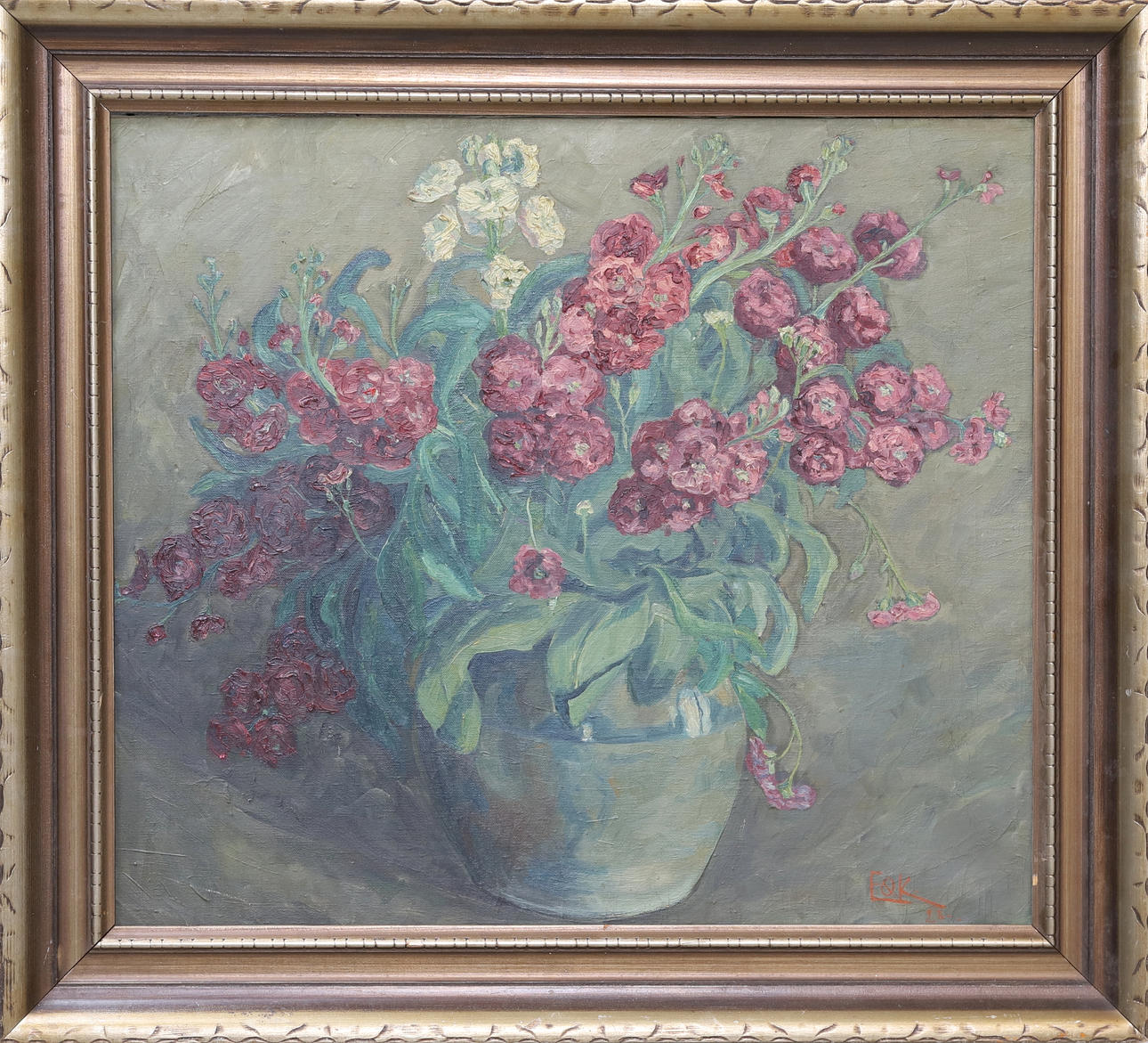 OIDENTIFIERAD KONSTNÄR. Flower still life, oil on canvas, signed and ...