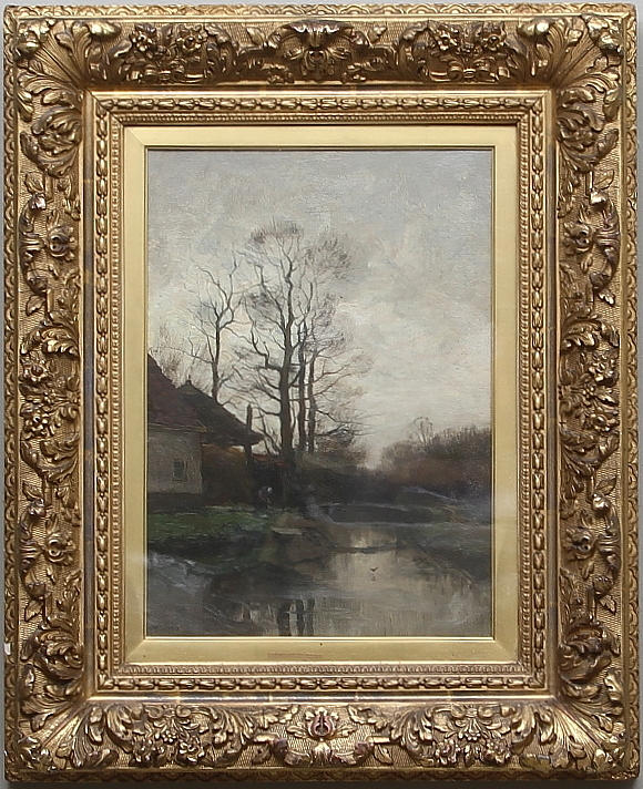 CHARLES PAUL GRUPPE. (1860-1940), olja på duk, "Canal at Voorburg, Holland", Signerad Char P. Gruppe.