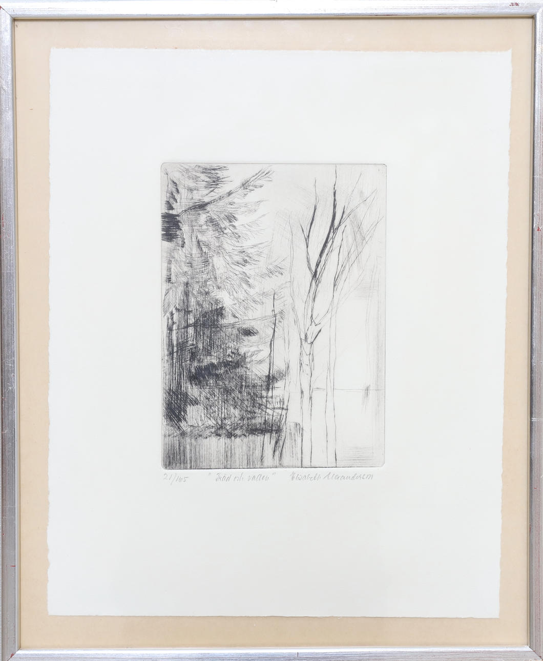 ELISABETH ALEXANDERSSON. etching, “Trees and water”, signed & numbered 21/165.
