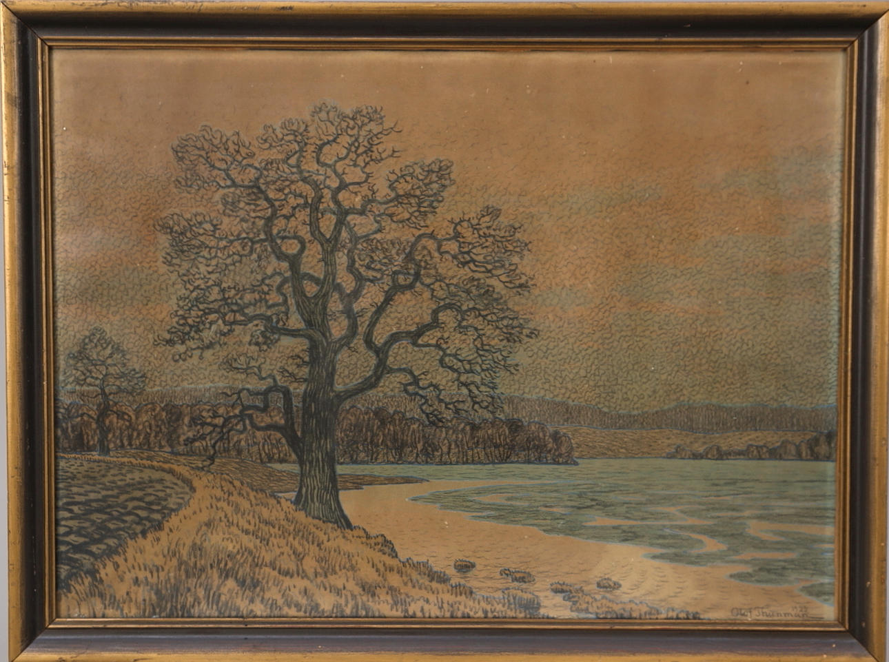 OLOF THUNMAN. Blandteknik, signerad, daterad 1922.