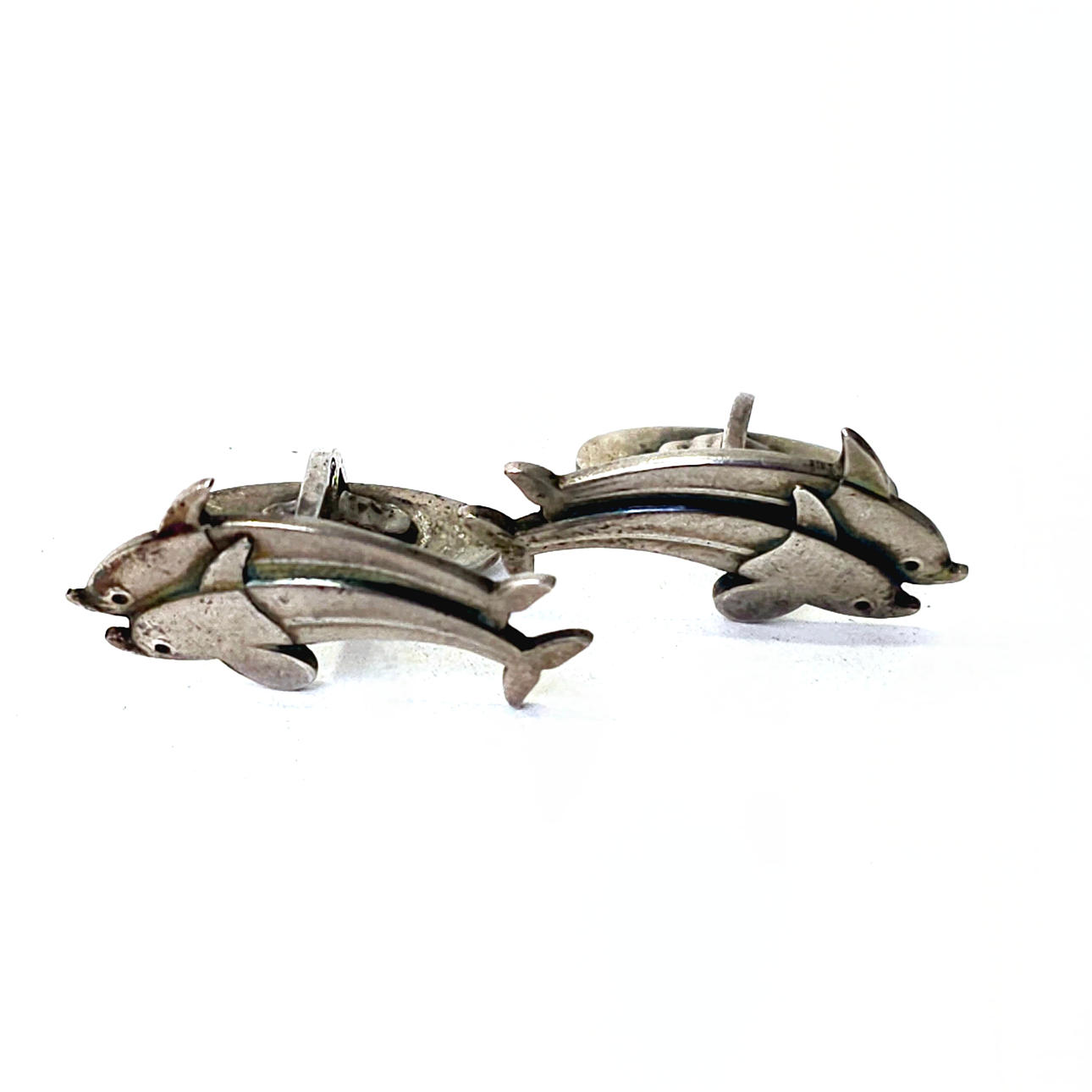 GEORGE JENSEN. 90S DOLPHIN-SHAPED CUFFLINKS IN SILVER.
