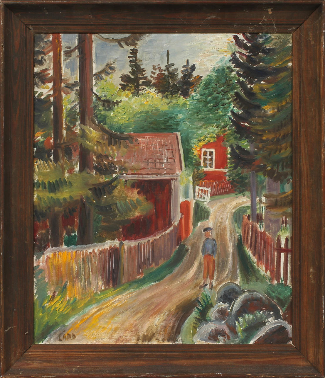 GOTTFRID LÅRD. Promenerande pojke, olja på duk, sign Lård.