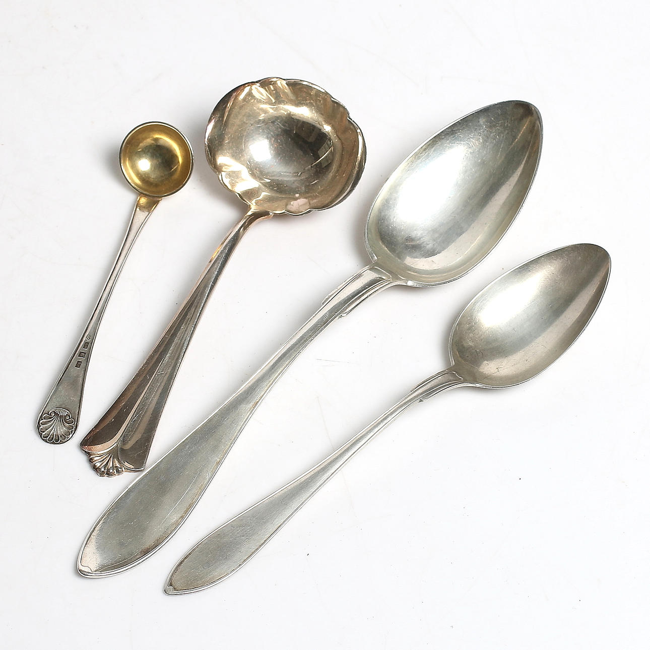 SKEDAR, SÅSSLEV med mera, 4 delar silver, Vikt 323 gram.