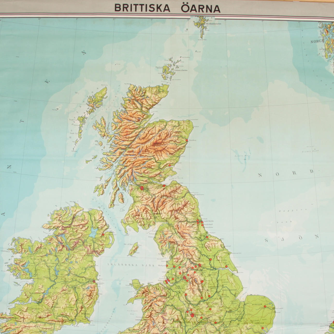 KARTA, Brittiska Öarna, C. Diercke - T. Lagerstedt, Nordstedts skolavdelning, Stockholm.
