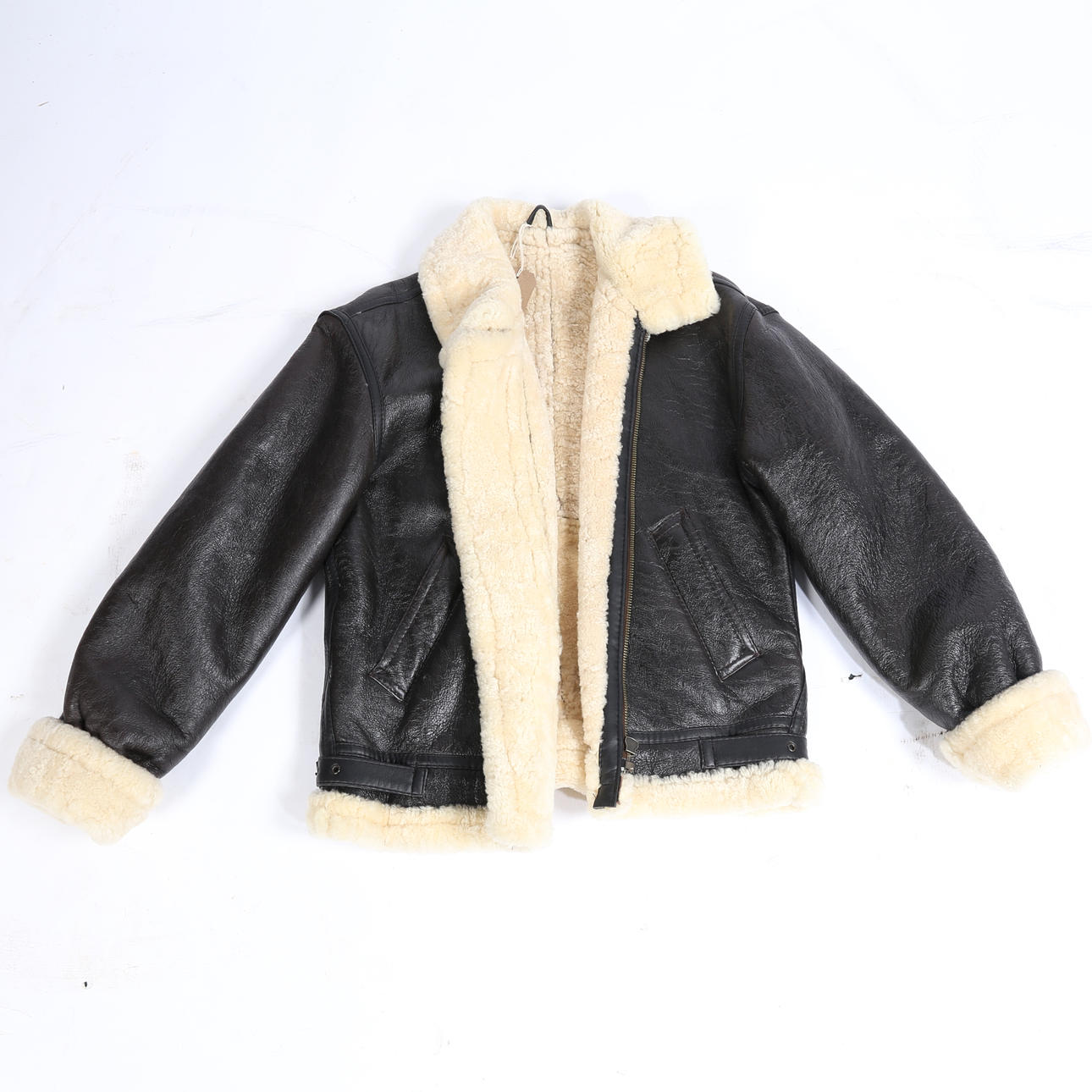 A SHEEPSKIN USA LEATHER FLYING JACKET.