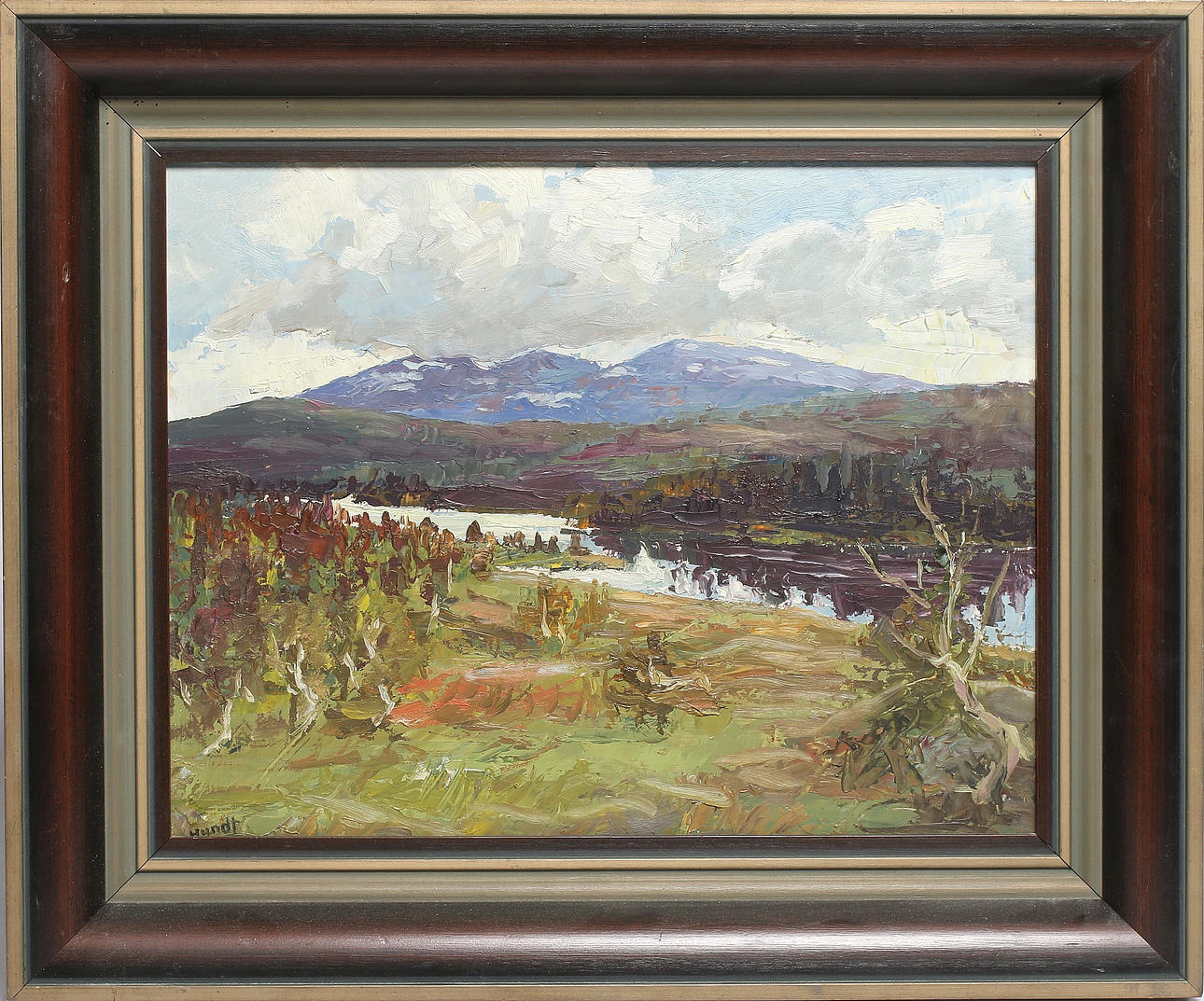 FRIEDRICH WILHELM HUNDT. Fjällandskap, olja på pannå. Signerad.