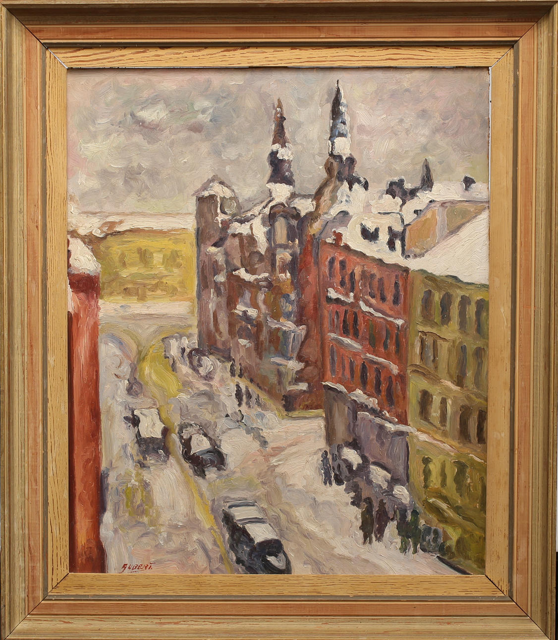 OIDENTIFIERAD KONSTNÄR. Oil on panel, cityscape, signed Albert.