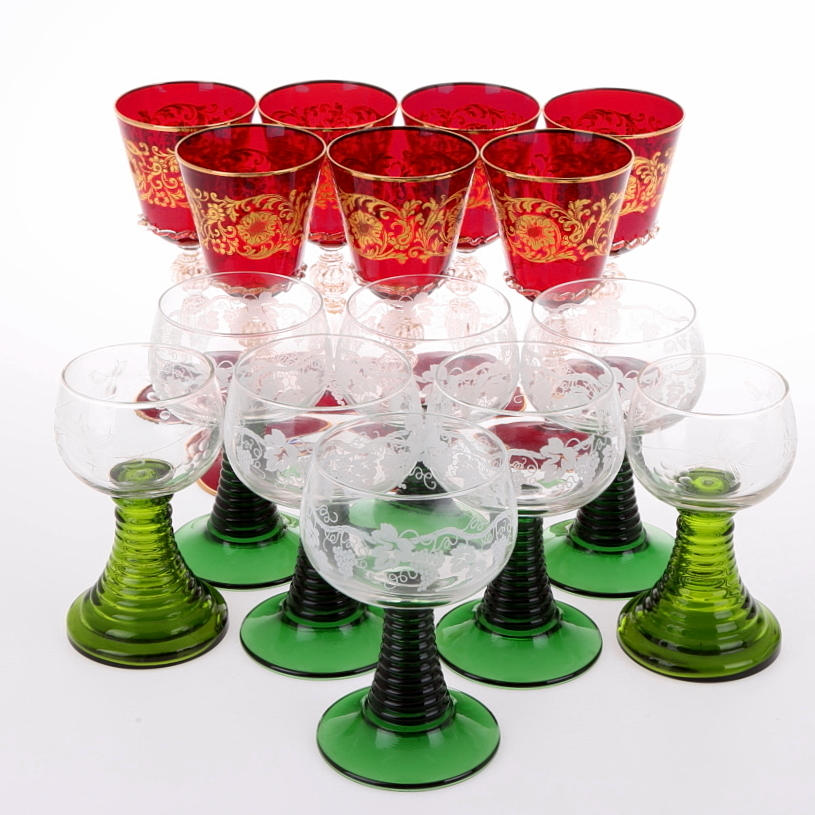 GLASSERVISER 2 st, 7 vinglas, 8 remmare.