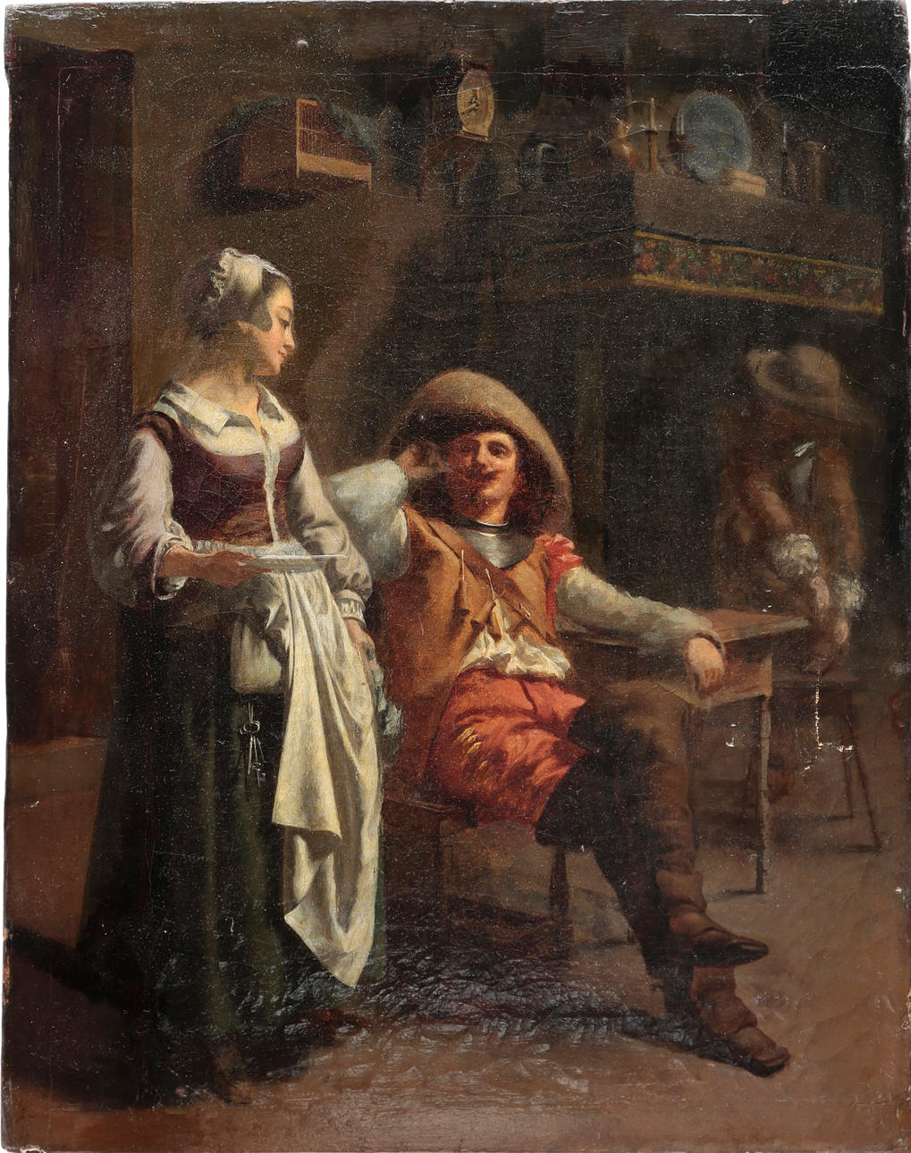 ESCUELA FRANCESA DEL SIGLO XIX. Interior de una taberna.