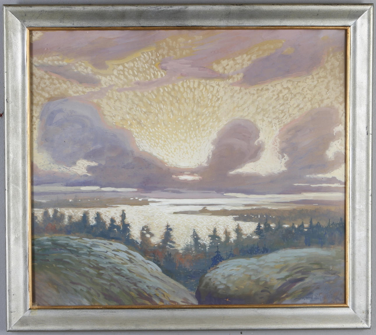 SVEN OTTO LINDSTRÖM. Landskapsmotiv, blandteknik, signerad och daterad 1917.