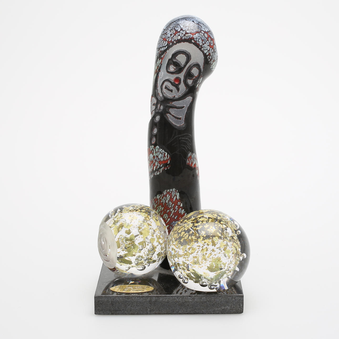JIM JOHNSSON. "Clown". Skulptur, glas, signerad "Studioglashyttan Åhus Jim Johnsson UNIK".