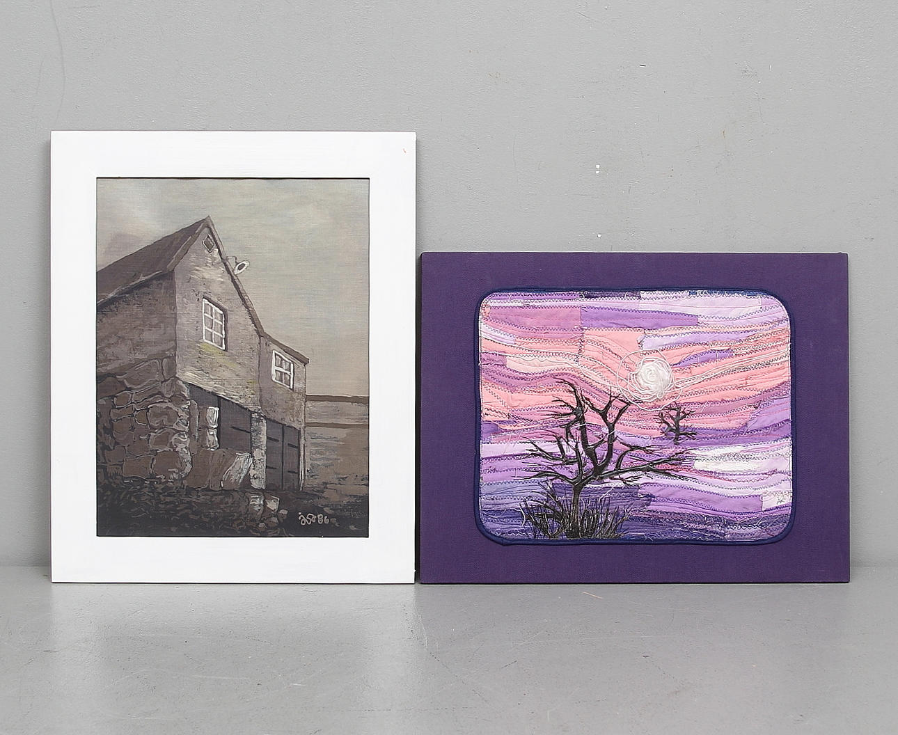 ÅSA KUMMU. Textiltavlor, 2 st, signerade.