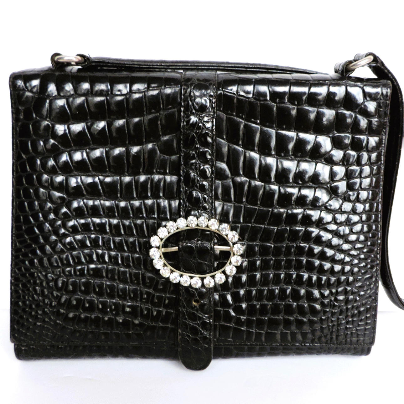 Gianni Versace Couture præget sort læder håndtaske.