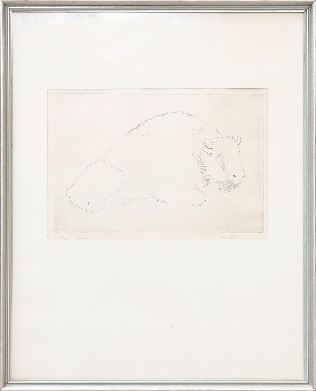 KARL ERIK HÄGGBLAD. etching, “Bison” numbered 10/35 & signed Häggblad.