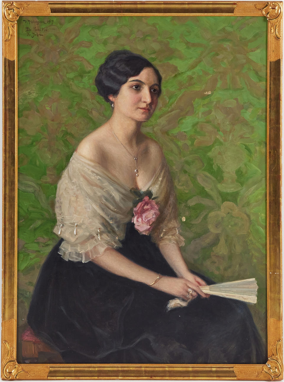 VILHELM HOLMGREN. Portrait, “De l'amité de John”, oil on canvas, signed and dated V. Holmgren 1917.