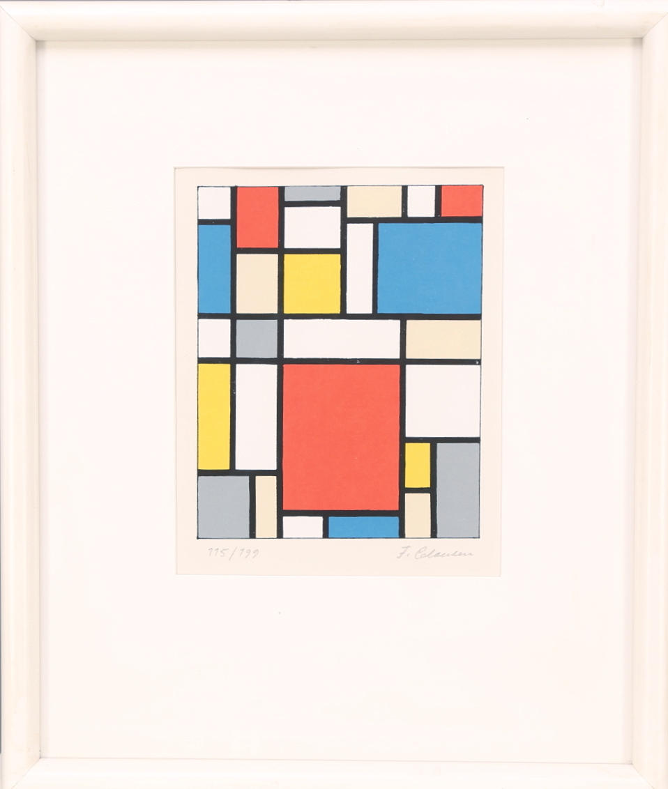 FRANSISKA CLAUSEN. Färgserigrafi, "Contre-Composition" signerad, numrerad 115/199.