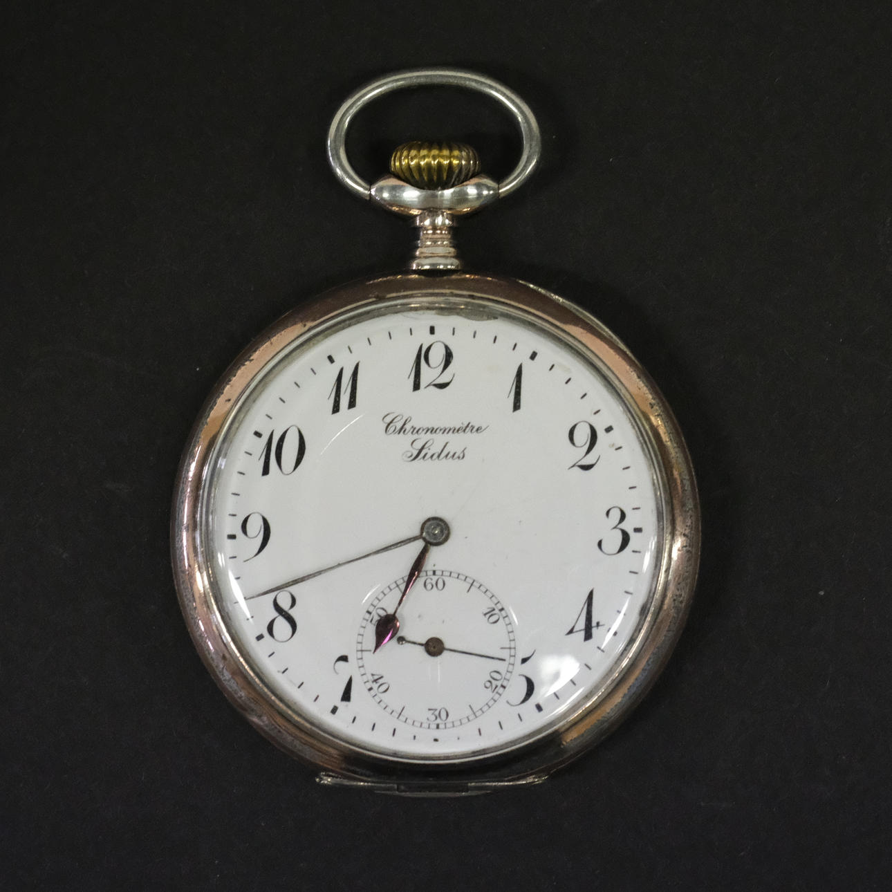 SIDE, POCKET WATCH, SILVER CASE, CHRONOMÉTRE.