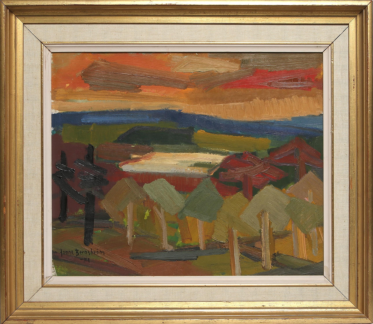 JONNE BERGSTRÖM. Landskapsvy, olja på duk, signerad och daterad.