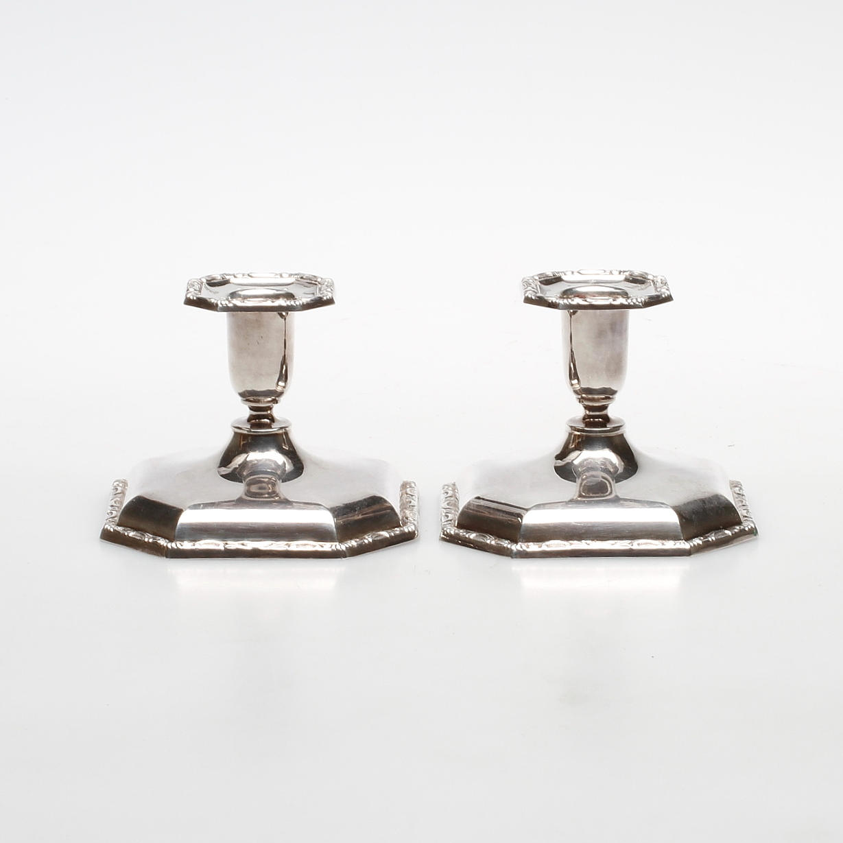 LJUSSTAKAR, ett par, silver, Thorvald Marthinsen, Norge.