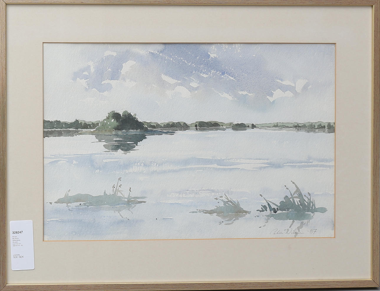 PETER NILSSON. Sjölandskap. Akvarell, signerad och daterad -87.