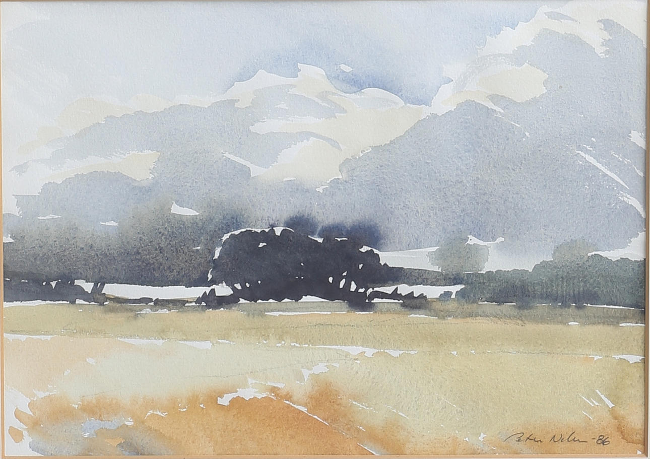 PETER NILSSON. Ovädershimmel. Akvarell, signerad och daterad -86.