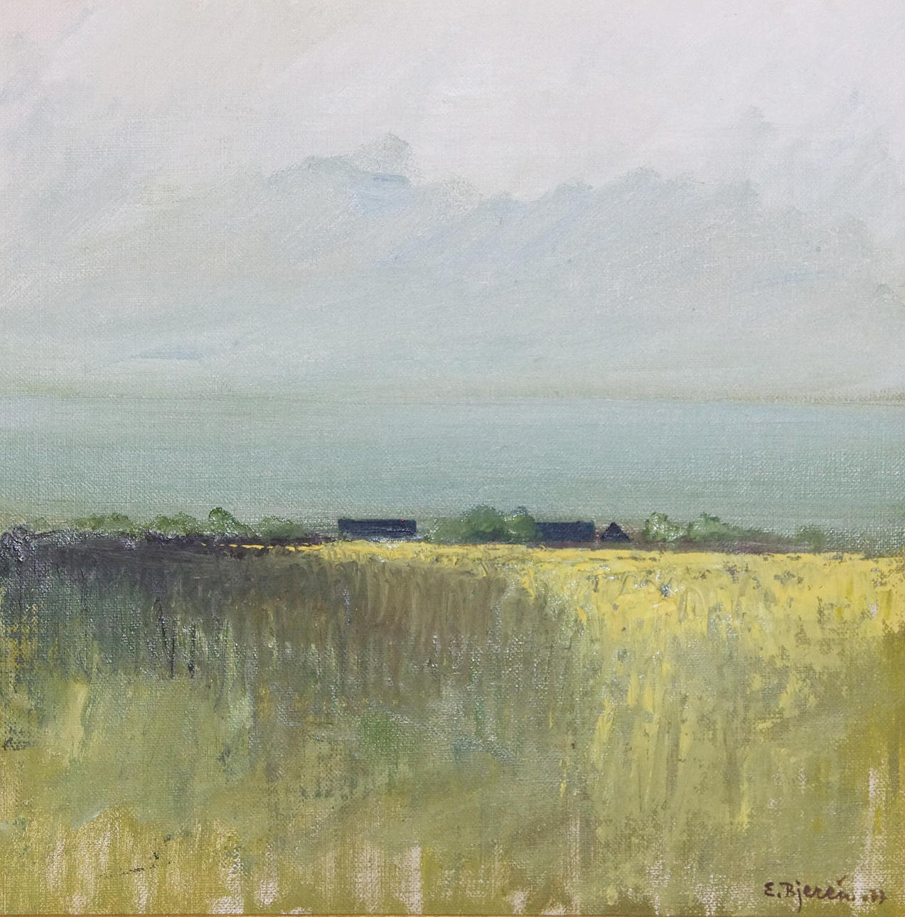 EKE BJERÉN. "Mot Skälderviken", olja på pannå, signerad E. Bjerén 77.